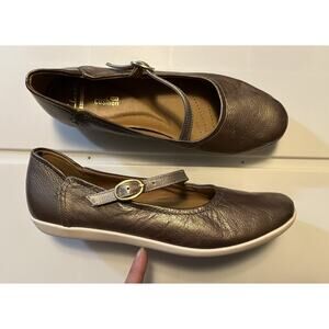Clarks Helina Amo Soft Cushion Womens 8M Pewter Leather Comfort Mary Jane Flats